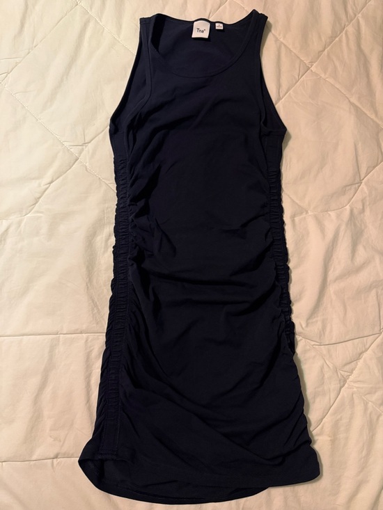 TNA Dresses & Skirts - TNA Navy Side-Ruched Dress